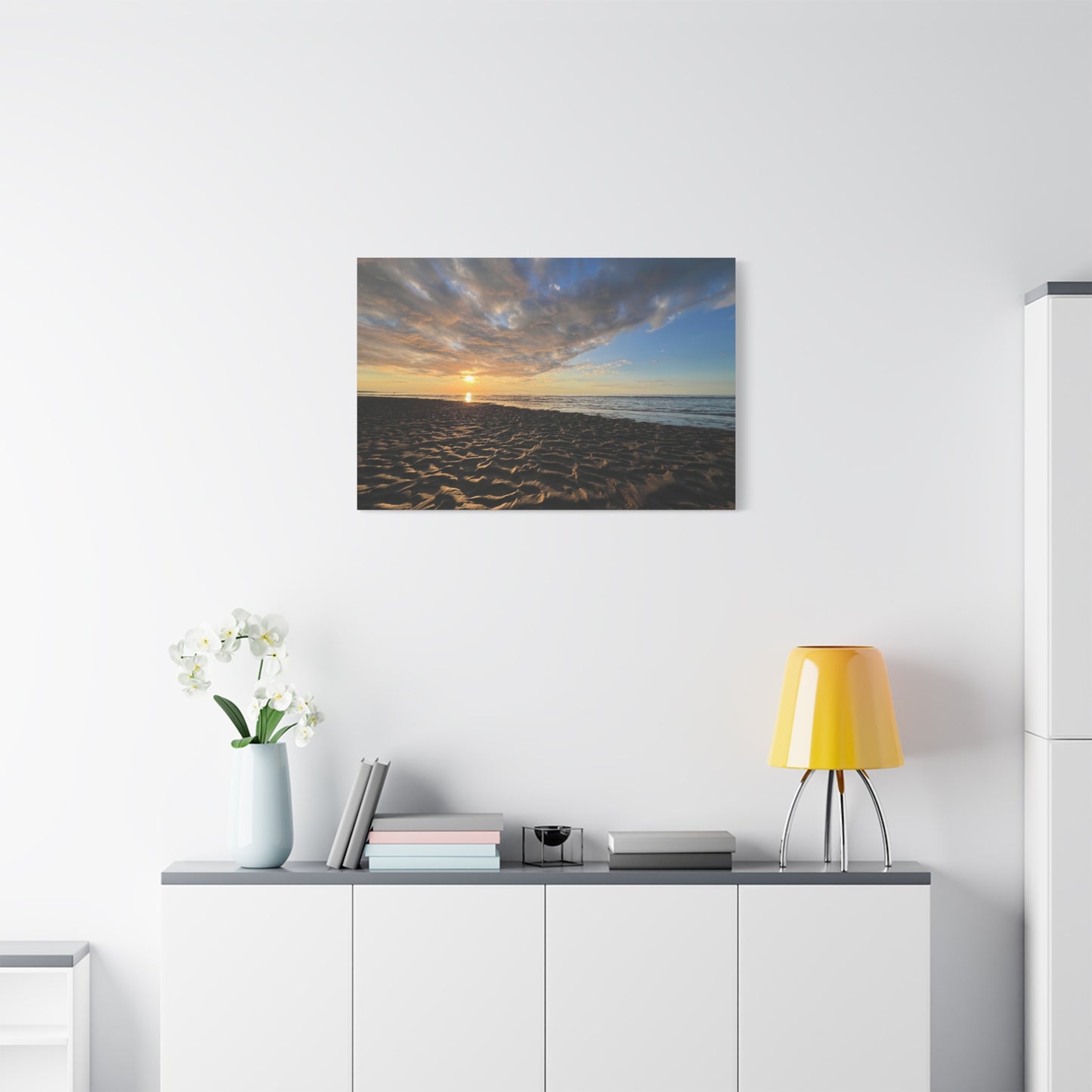 Canvas Print - Sunset Beach Textured Seascape (original photograph by Kind River Studio)