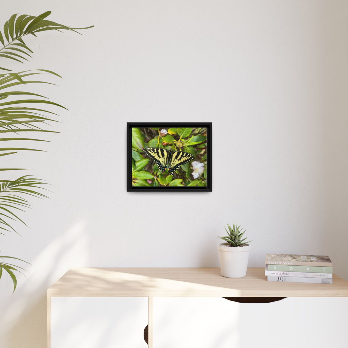 Canvas Print in Frame - Eastern Tiger Swallowtail on Rhodie (original photograph by Kind River Studio)