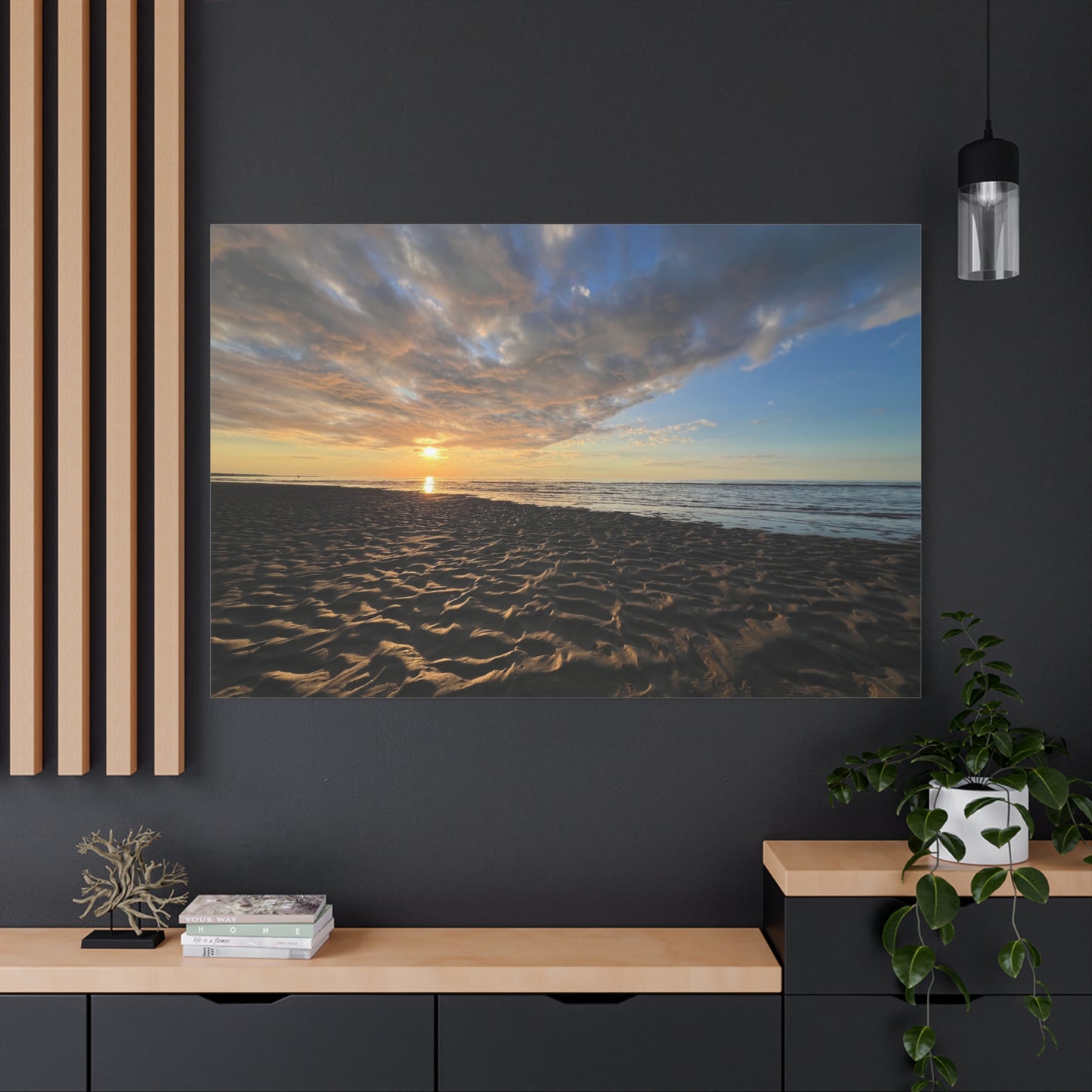 Canvas Print - Sunset Beach Textured Seascape Cape Cod (original photograph by Kind River Studio)