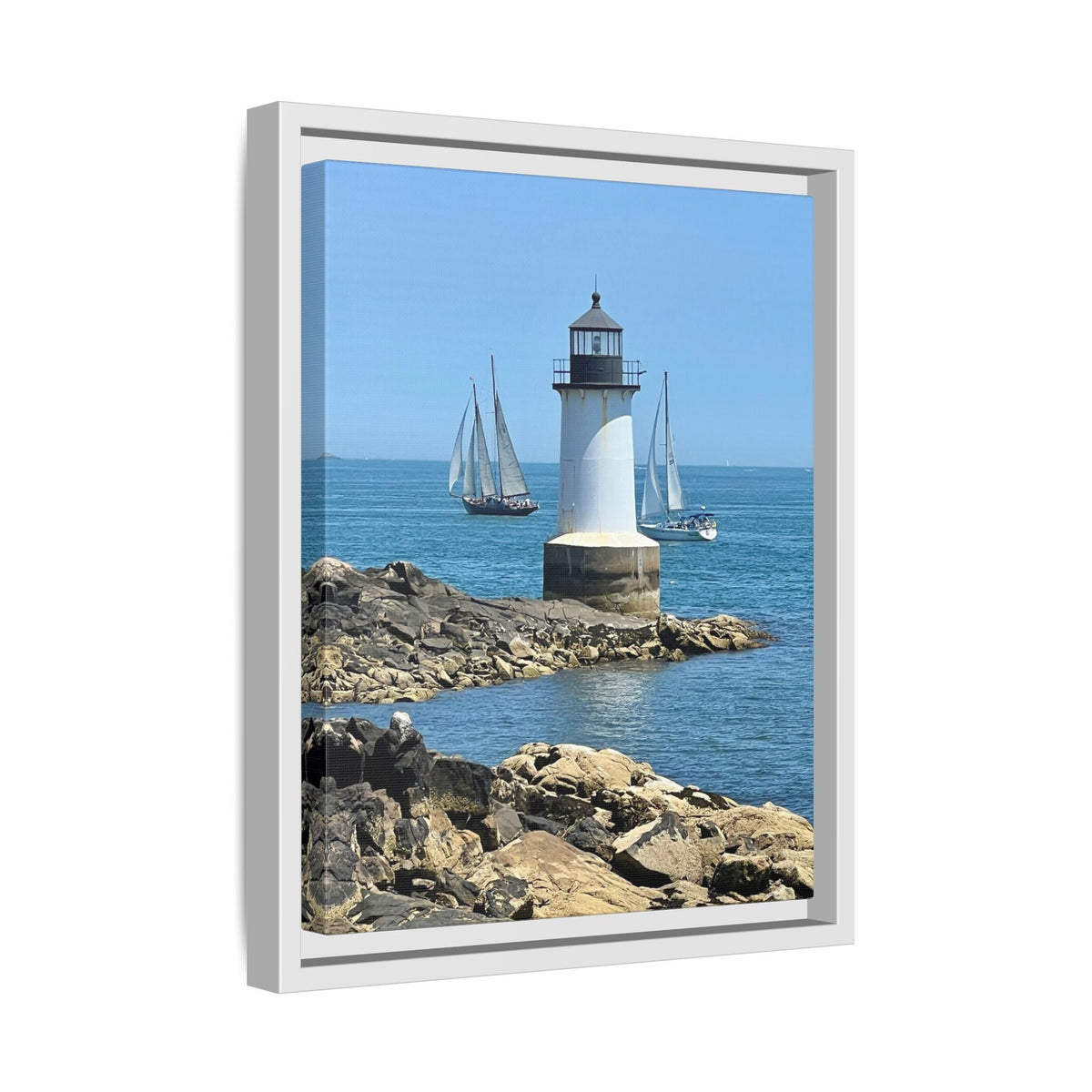 Coastal Lighthouse Canvas Framed Print (original photograph by Kind River Studio)