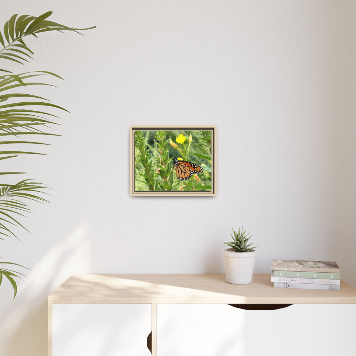 Monarch Butterfly on Wildflowers Canvas Framed Print (original photograph by Kind River Studio)