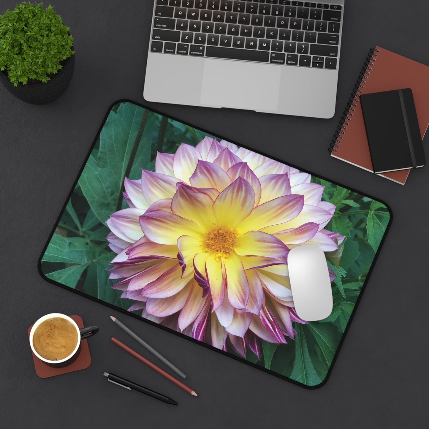 Dahlia Bloom Desk Mat  (original photograph by Kind River Studio)