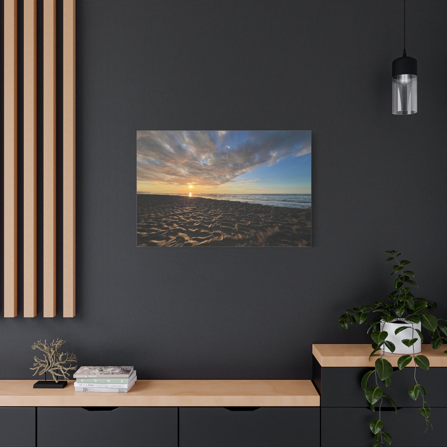 Canvas Print - Sunset Beach Textured Seascape Cape Cod (original photograph by Kind River Studio)