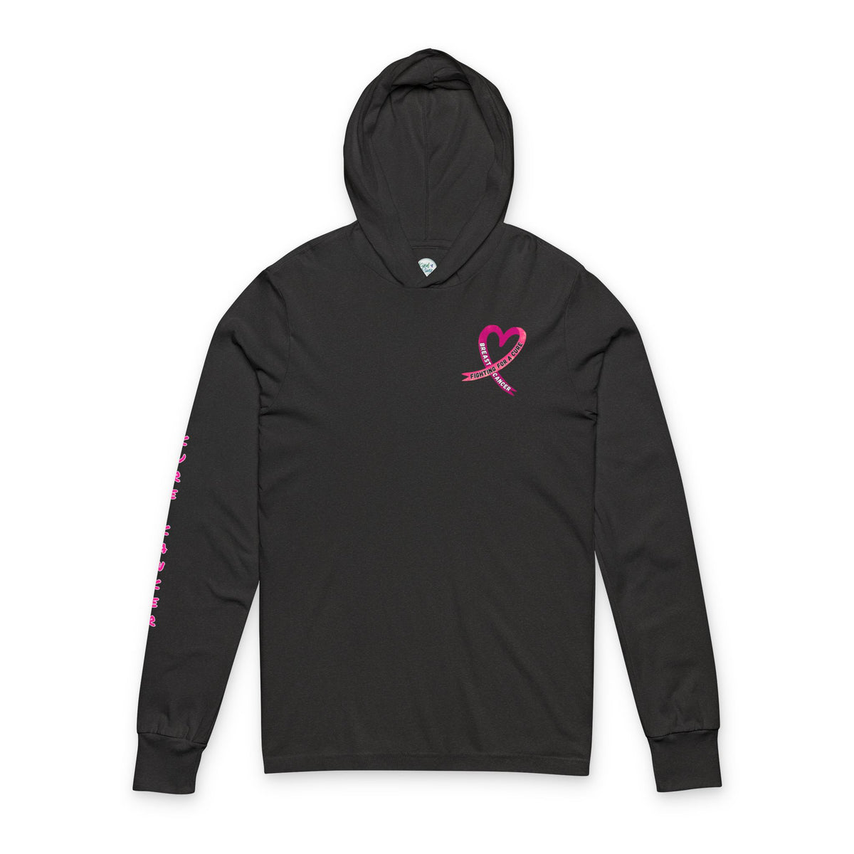 Fighting for a Cure Awareness/Research Hooded Long Sleeve Tee (Adult) — "Funding+Research+Science=Cure"