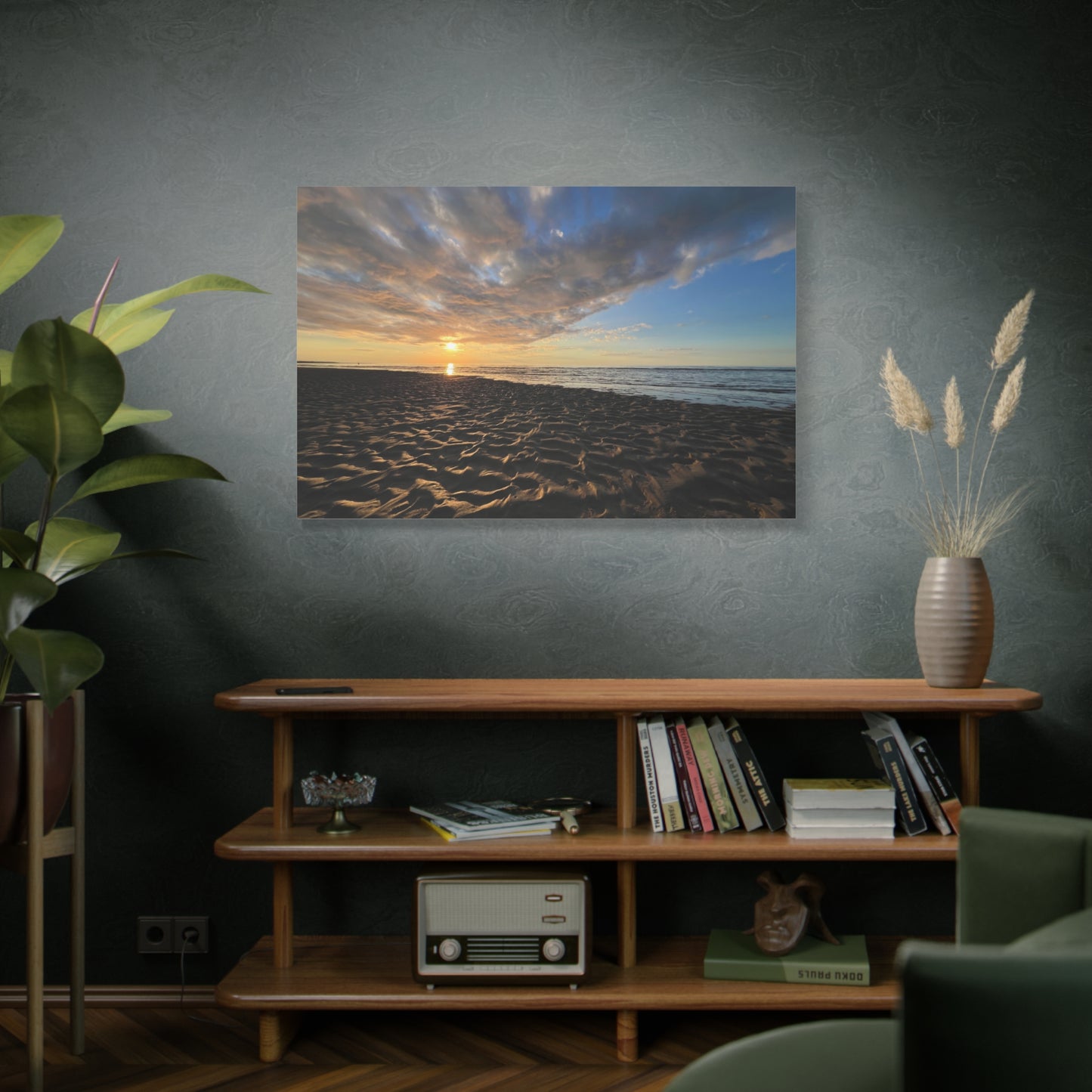 Canvas Print - Sunset Beach Textured Seascape Cape Cod (original photograph by Kind River Studio)