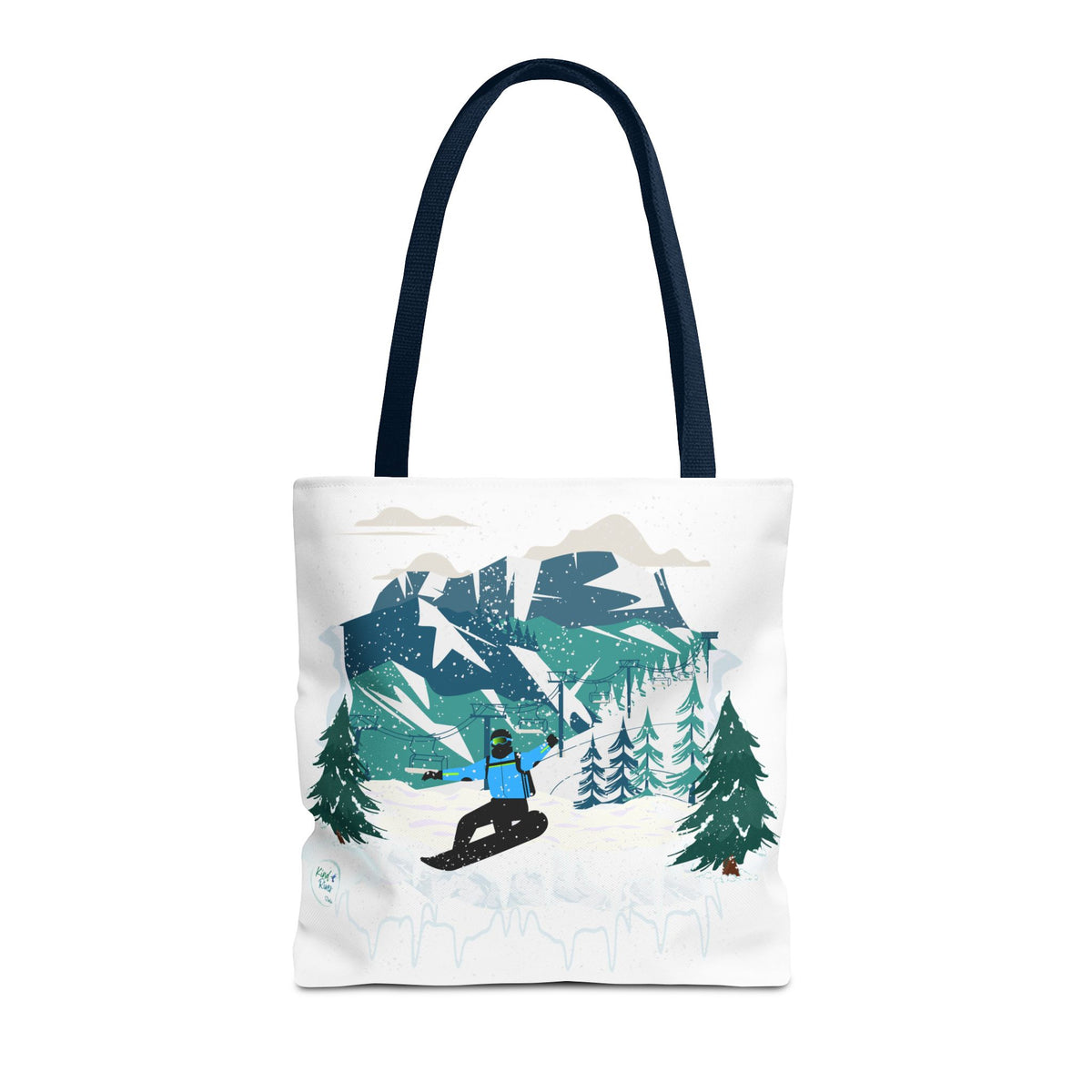 Snowboarder Mountain Tote Bag — Winter Sports Scenic Tote