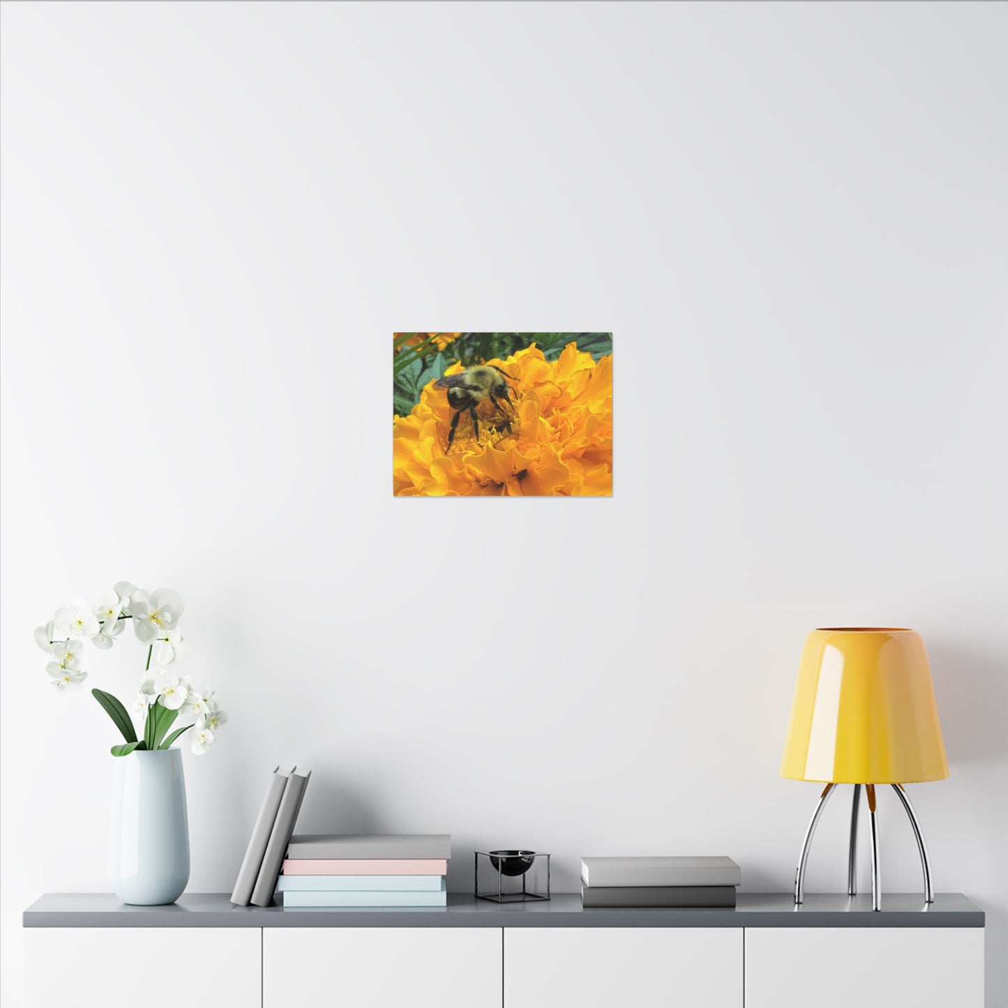 Canvas Print - Bee on Marigold MA (original photograph by Kind River Studio)