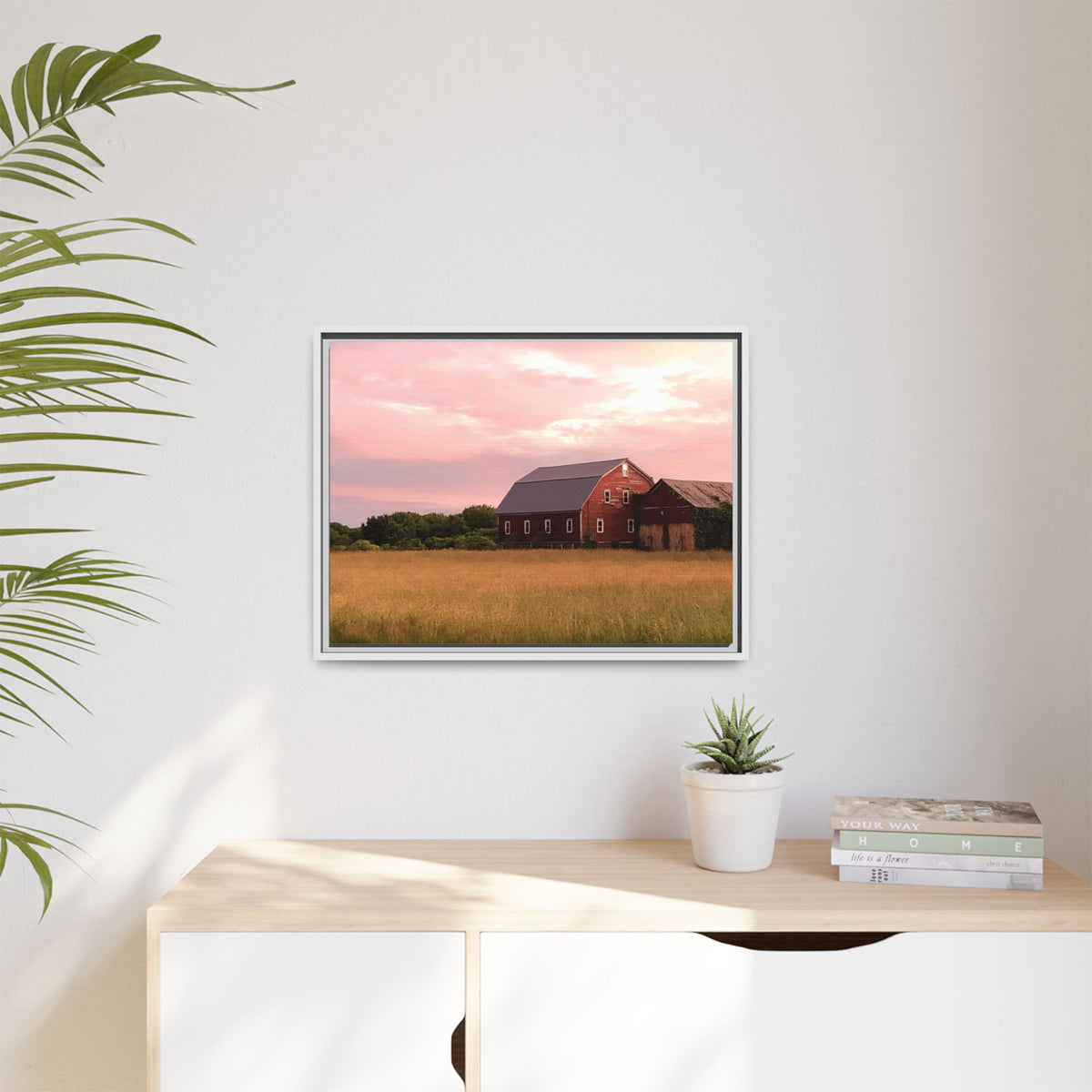 Weathered Barn at Dusk Canvas Framed Print