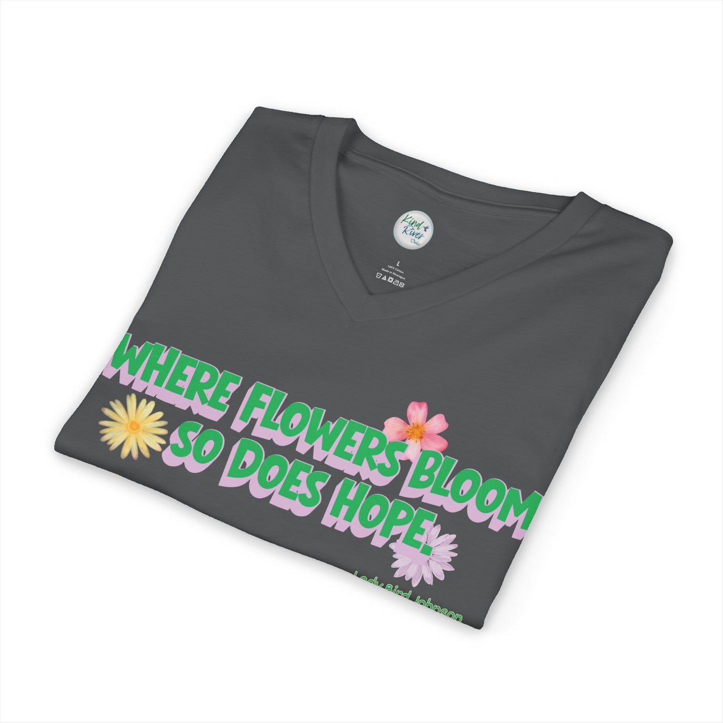 Where Flowers Bloom V-Neck Tee (Adult)