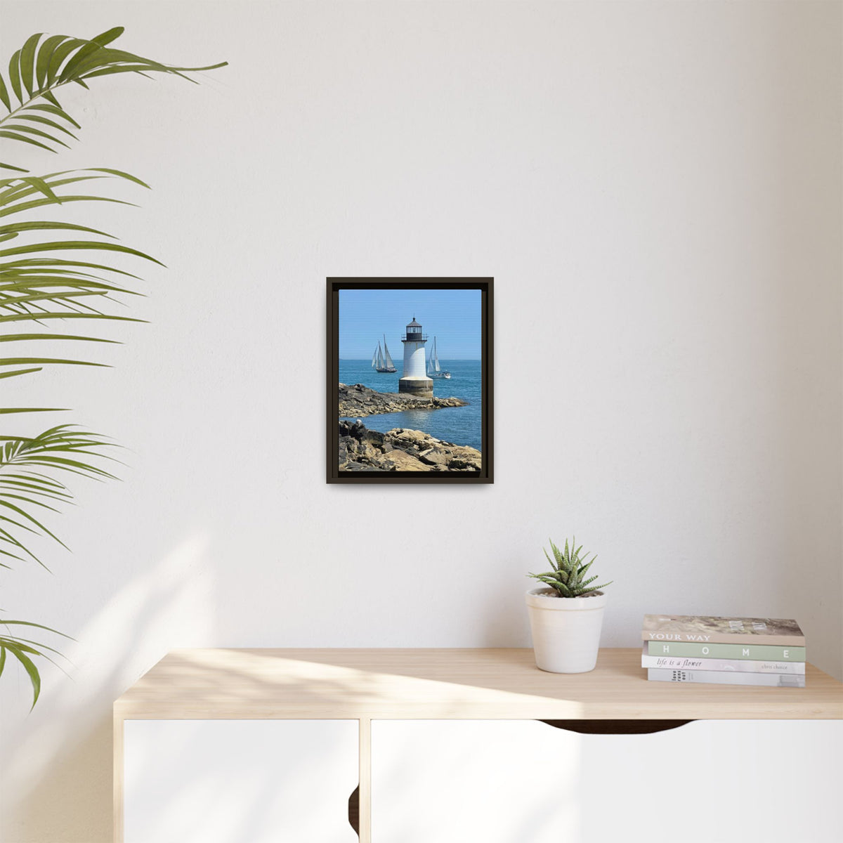 Coastal Lighthouse Canvas Framed Print (original photograph by Kind River Studio)