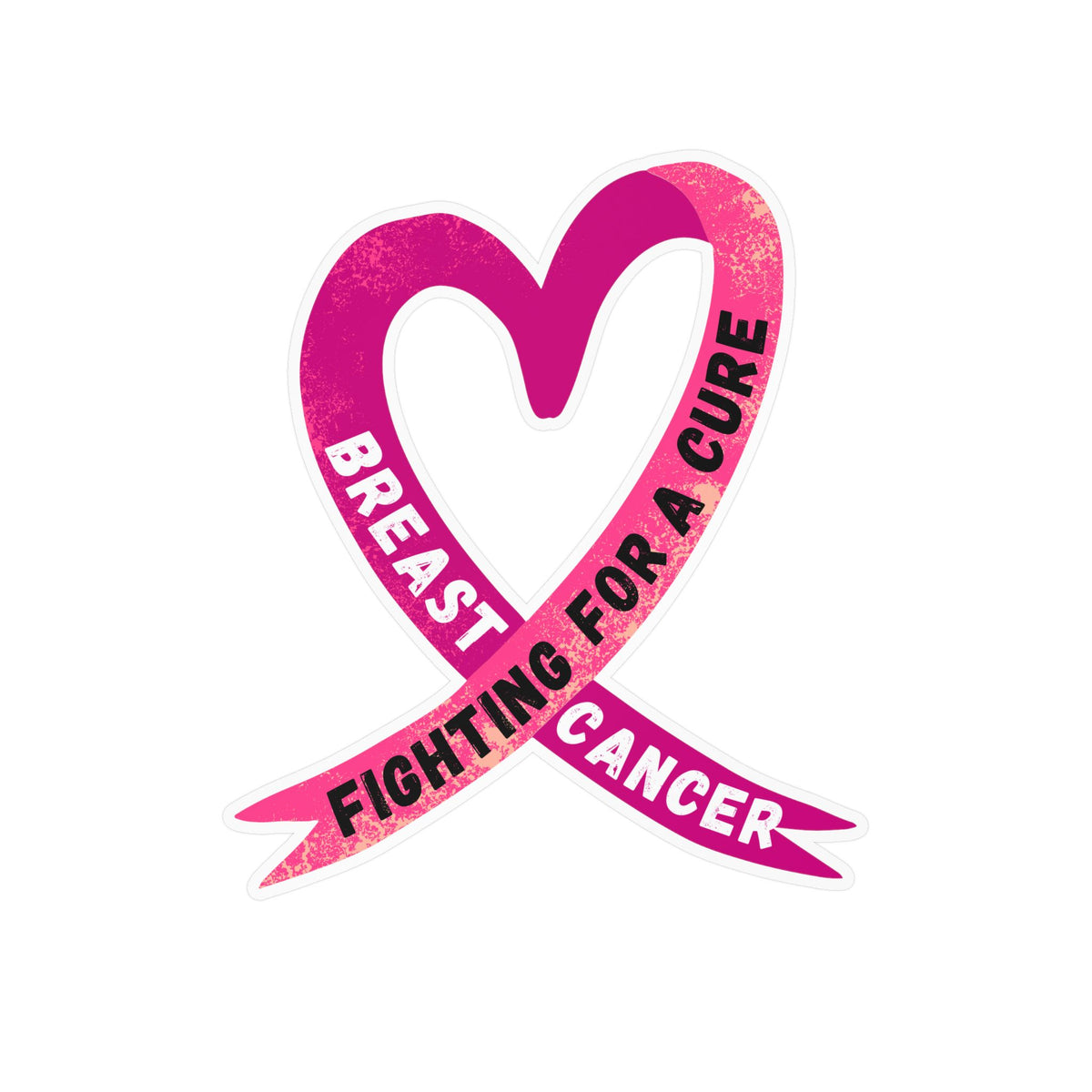 Breast Cancer Awareness Ribbon Kiss-Cut Vinyl Decal – "Fighting for a Cure"
