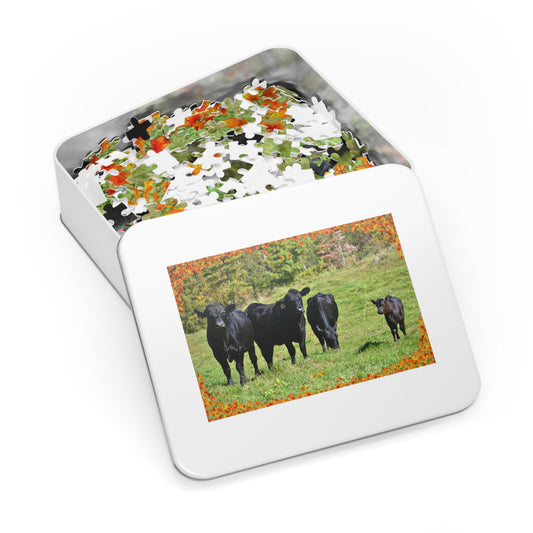 Jigsaw Puzzle (1000 pcs) - Angus Cows in Autumn