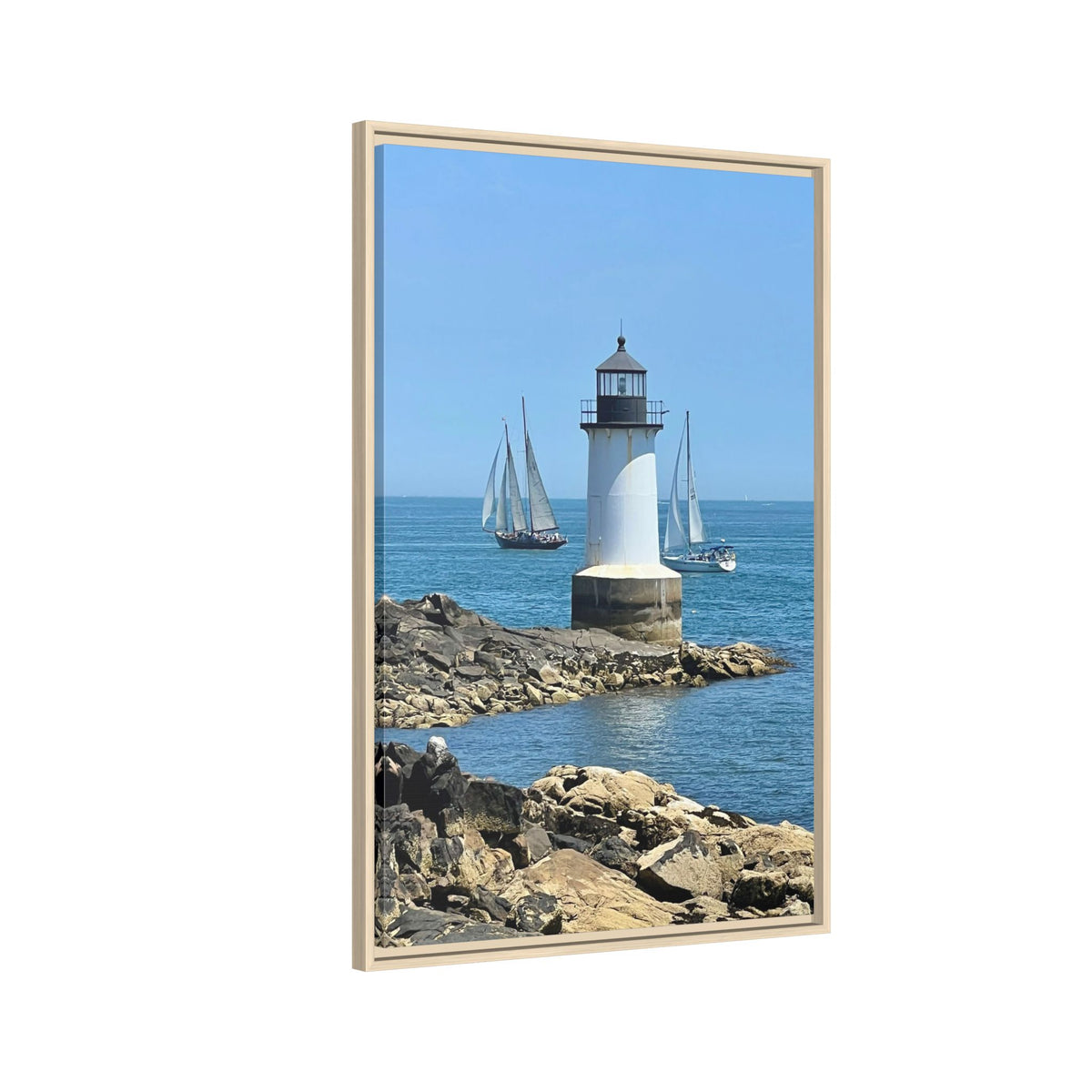 Coastal Lighthouse Canvas Framed Print (original photograph by Kind River Studio)