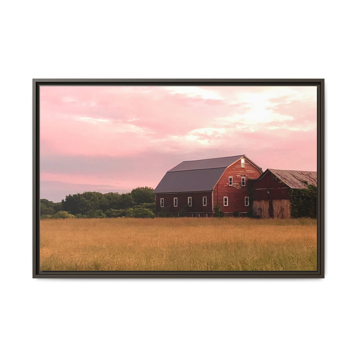 Weathered Barn at Dusk Canvas Framed Print