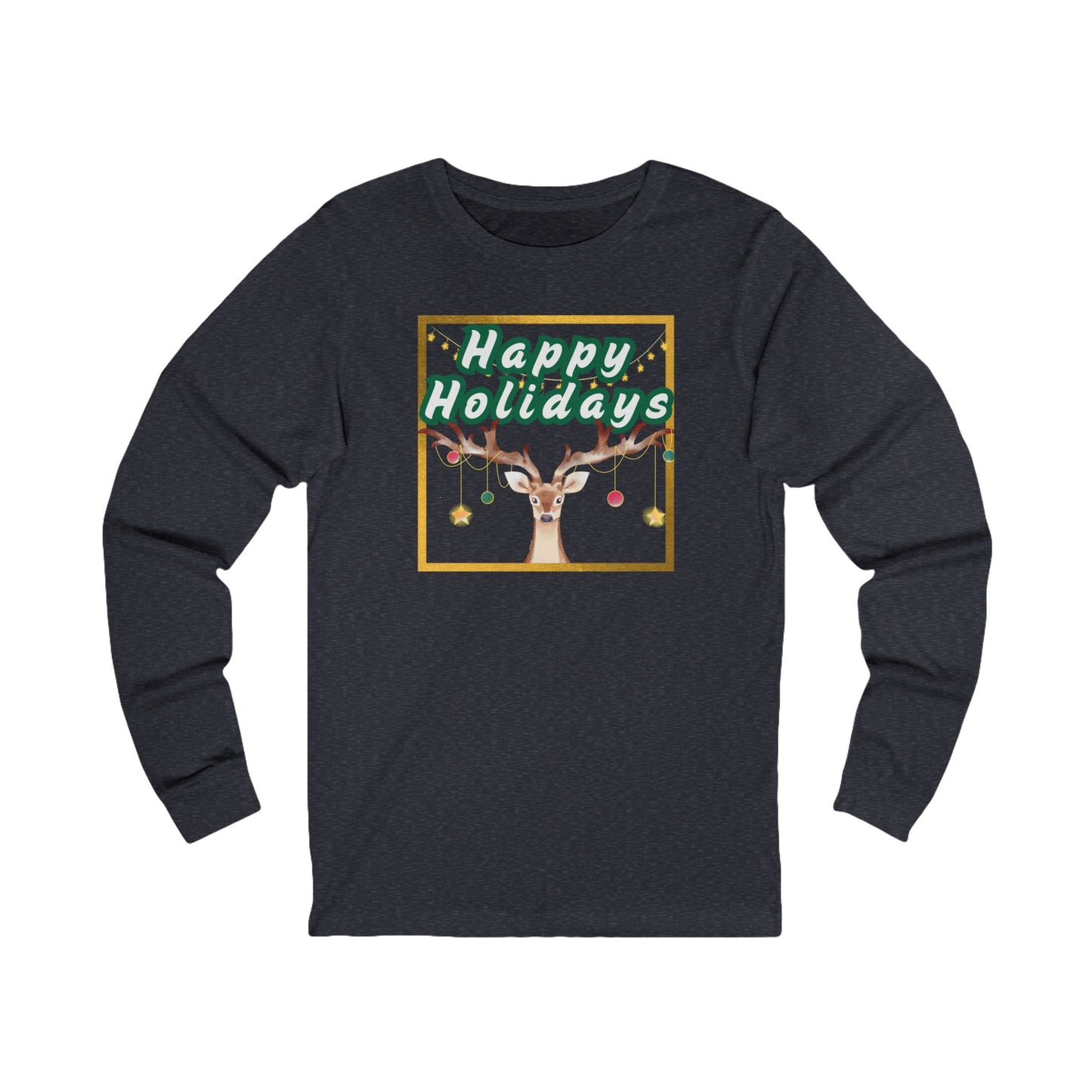 Tee - Long Sleeve (Adult) - Happy Holidays, Deer