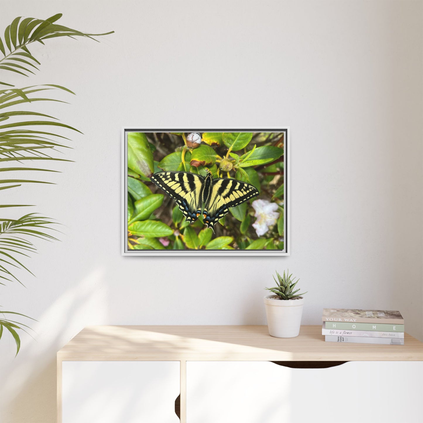 Canvas Print in Frame - Eastern Tiger Swallowtail on Rhodie (original photograph by Kind River Studio)
