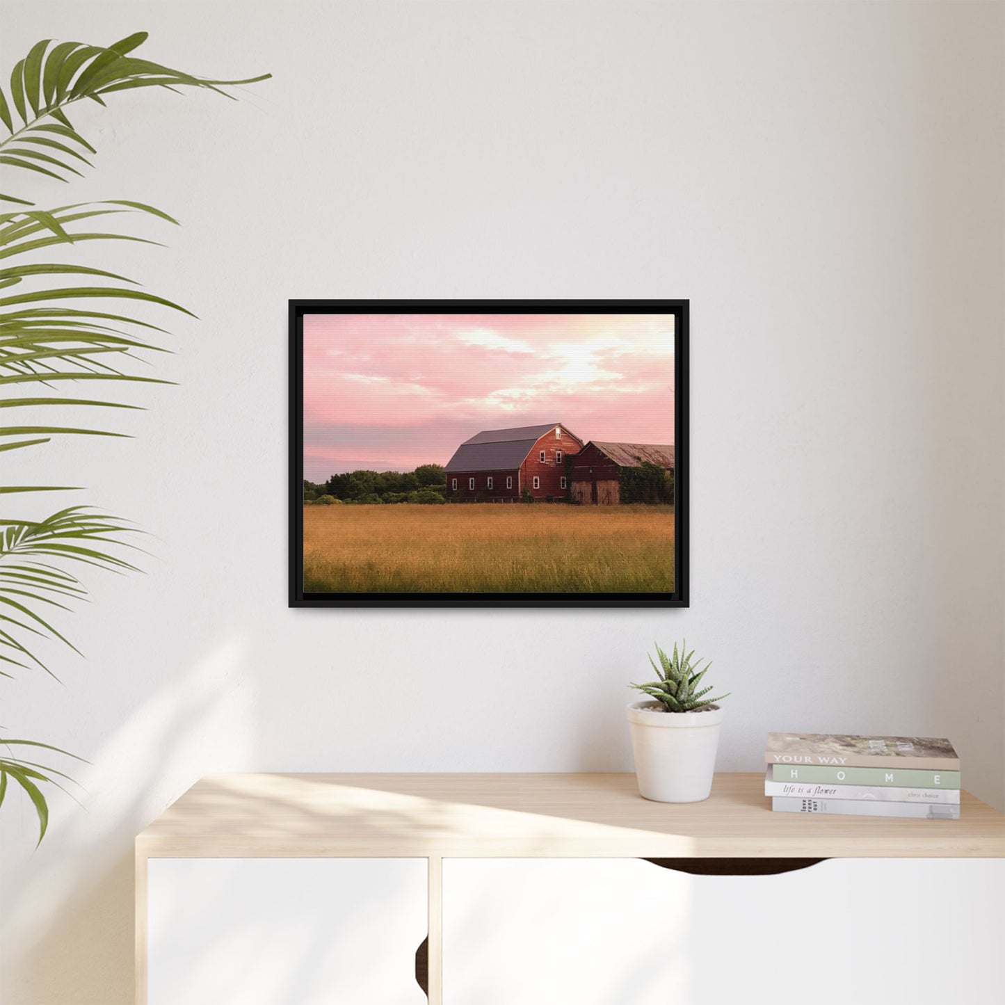 Canvas Print in Frame - Red Barn at Dusk (original photograph by Kind River Studio)