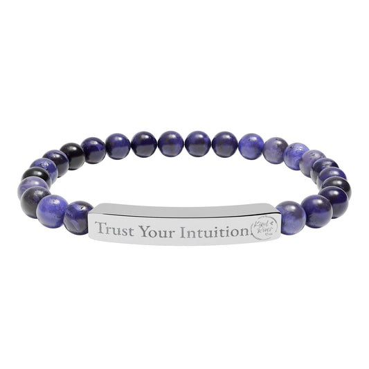Bracelet - 'Trust Your Intuition' Engraved Natural Stone Stretch Bracelet