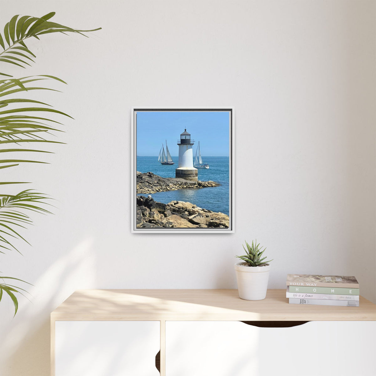 Coastal Lighthouse Canvas Framed Print (original photograph by Kind River Studio)
