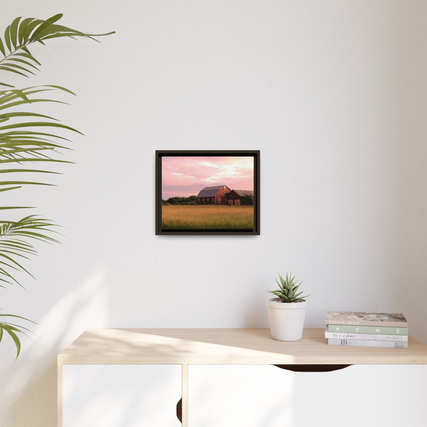 Canvas Print in Frame - Red Barn at Dusk (original photograph by Kind River Studio)