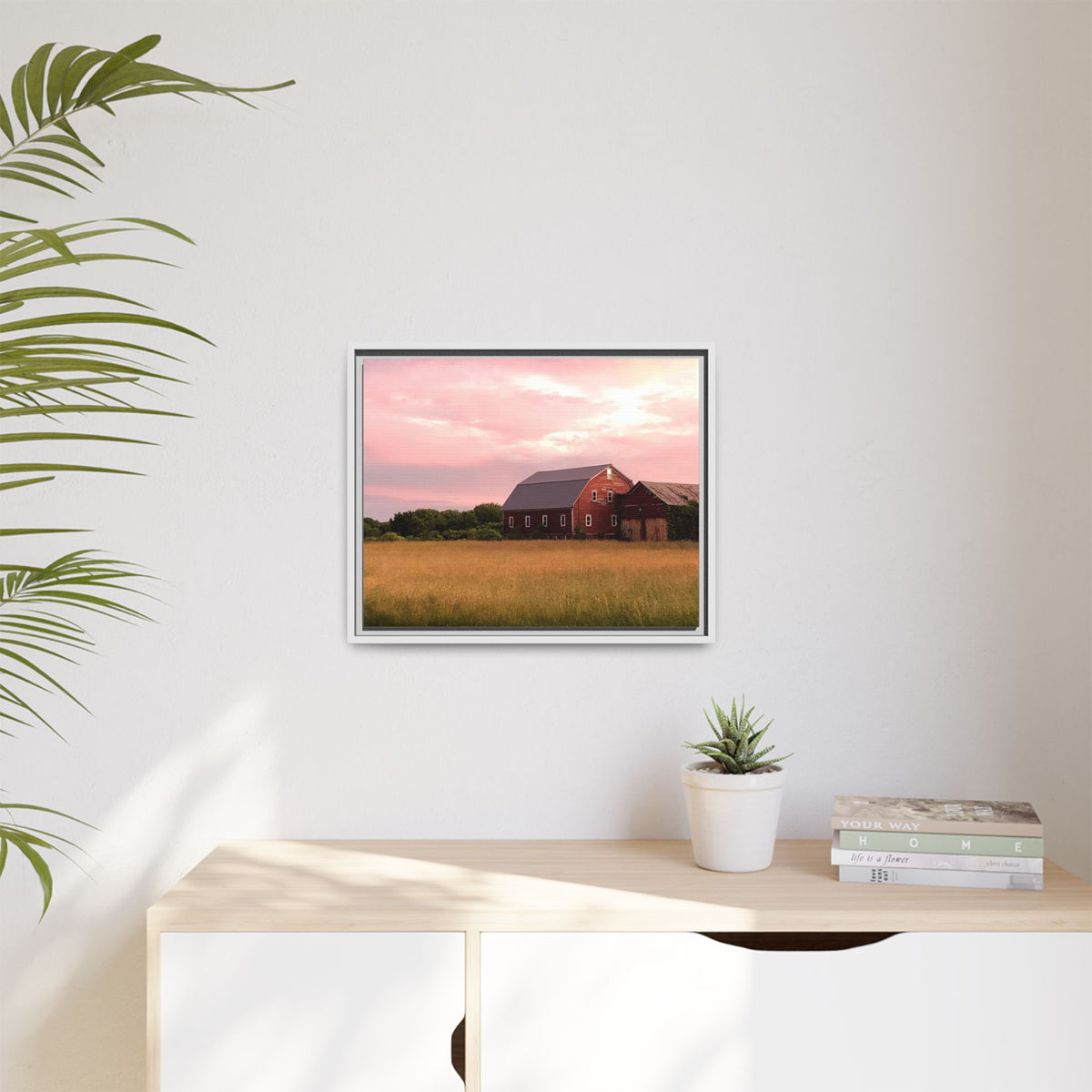 Weathered Barn at Dusk Canvas Framed Print