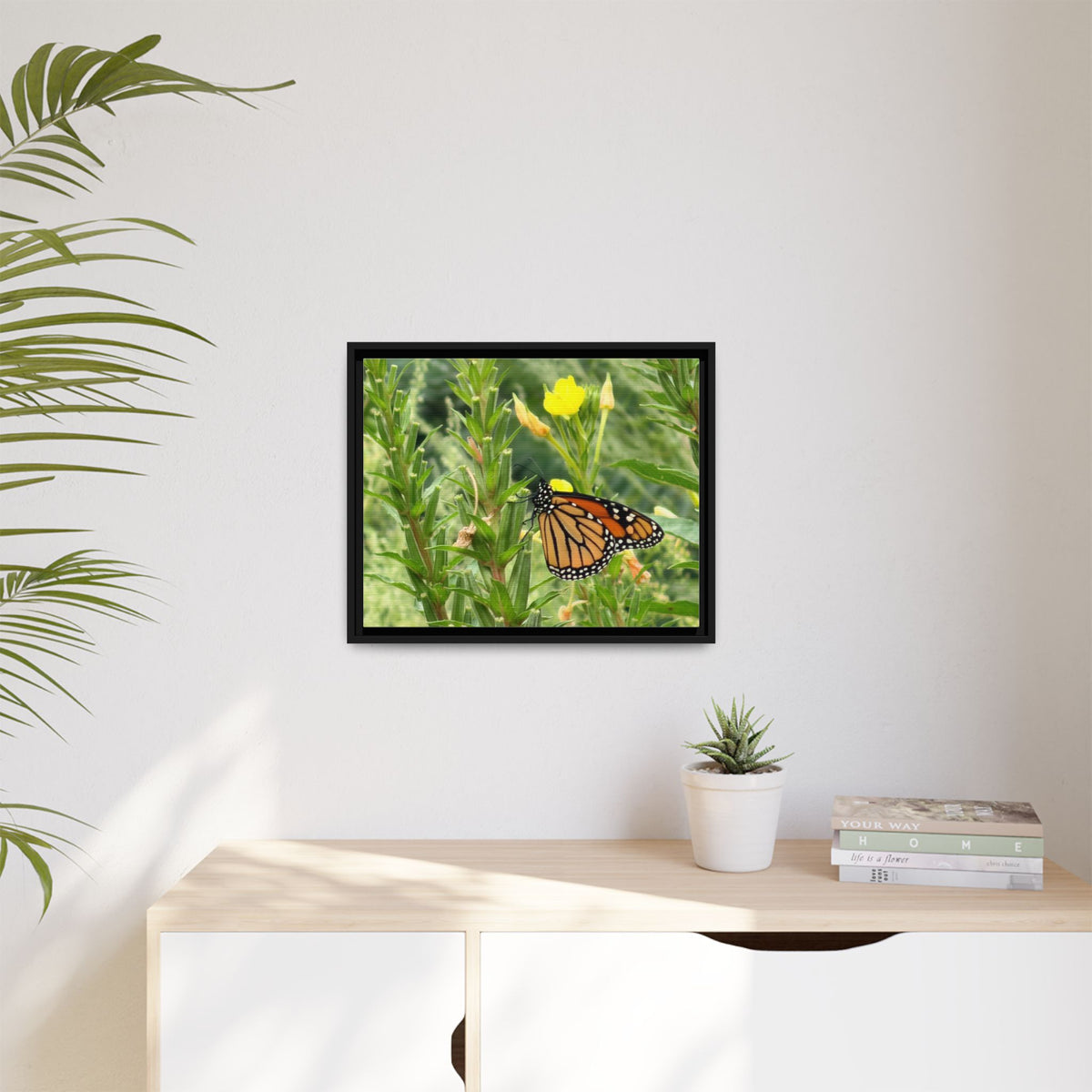 Monarch Butterfly on Wildflowers Canvas Framed Print (original photograph by Kind River Studio)