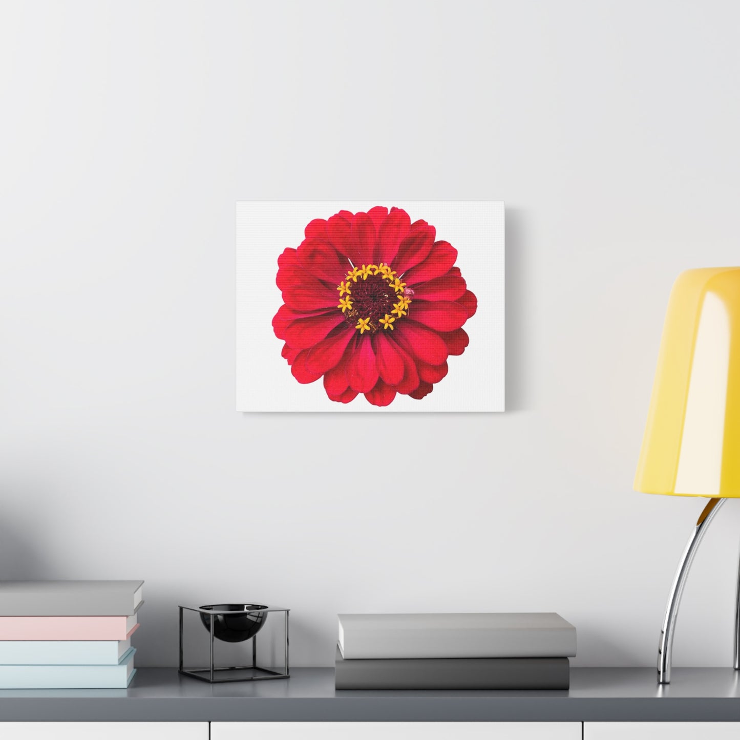 Canvas Print - One Red Zinnia (original photograph by Kind River Studio)
