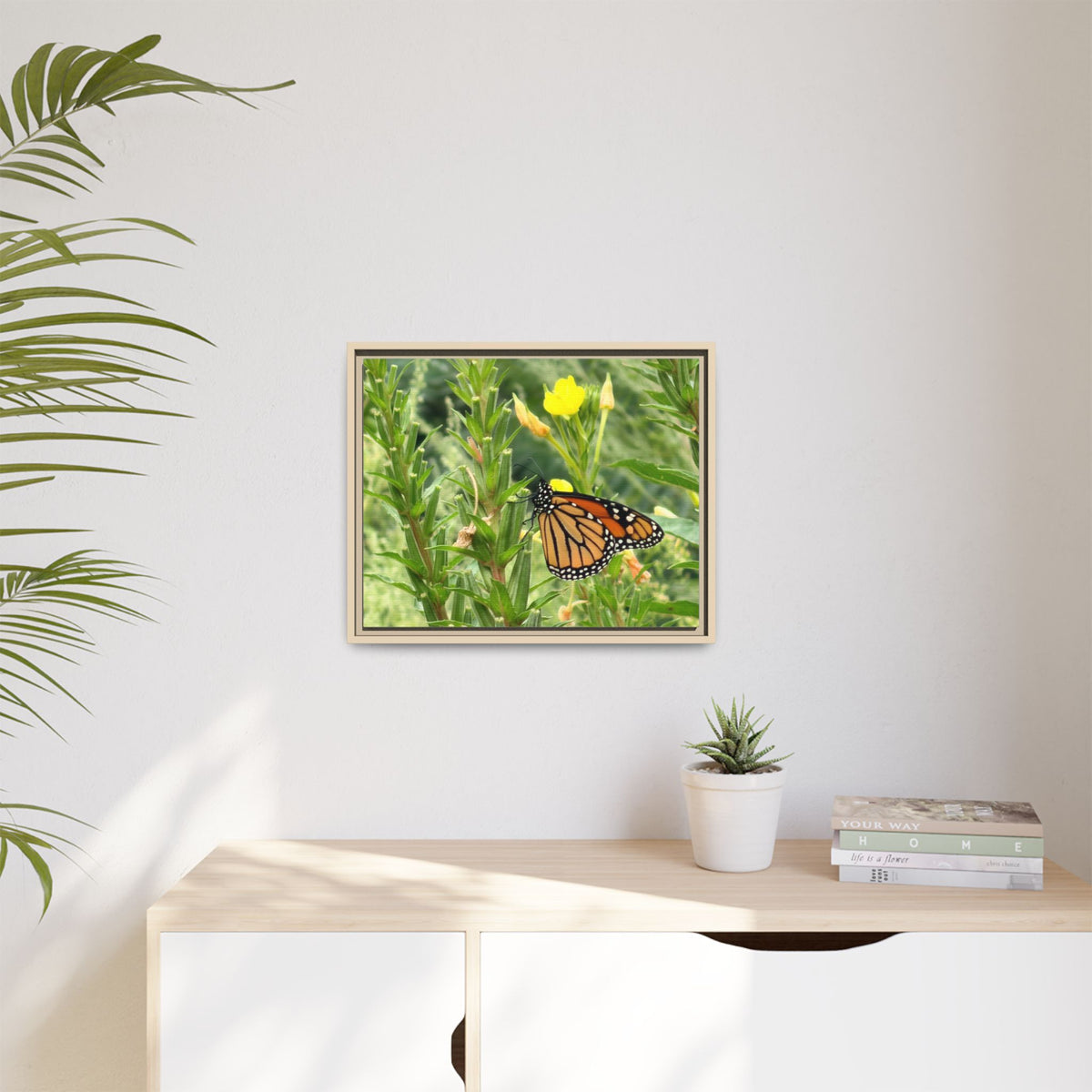 Monarch Butterfly on Wildflowers Canvas Framed Print (original photograph by Kind River Studio)