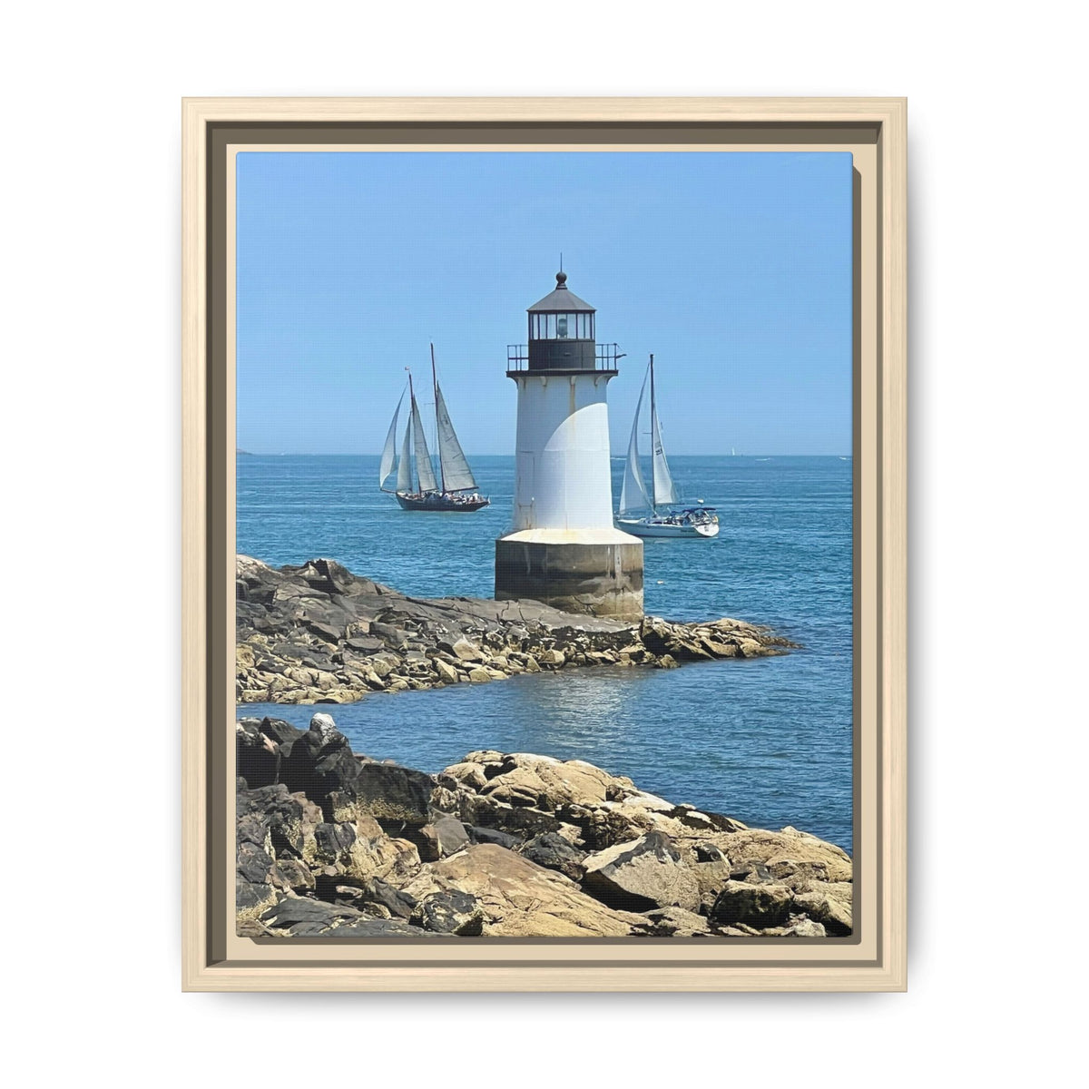 Coastal Lighthouse Canvas Framed Print (original photograph by Kind River Studio)