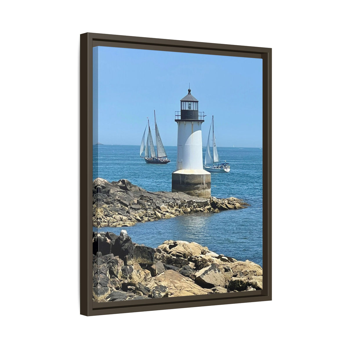 Coastal Lighthouse Canvas Framed Print (original photograph by Kind River Studio)