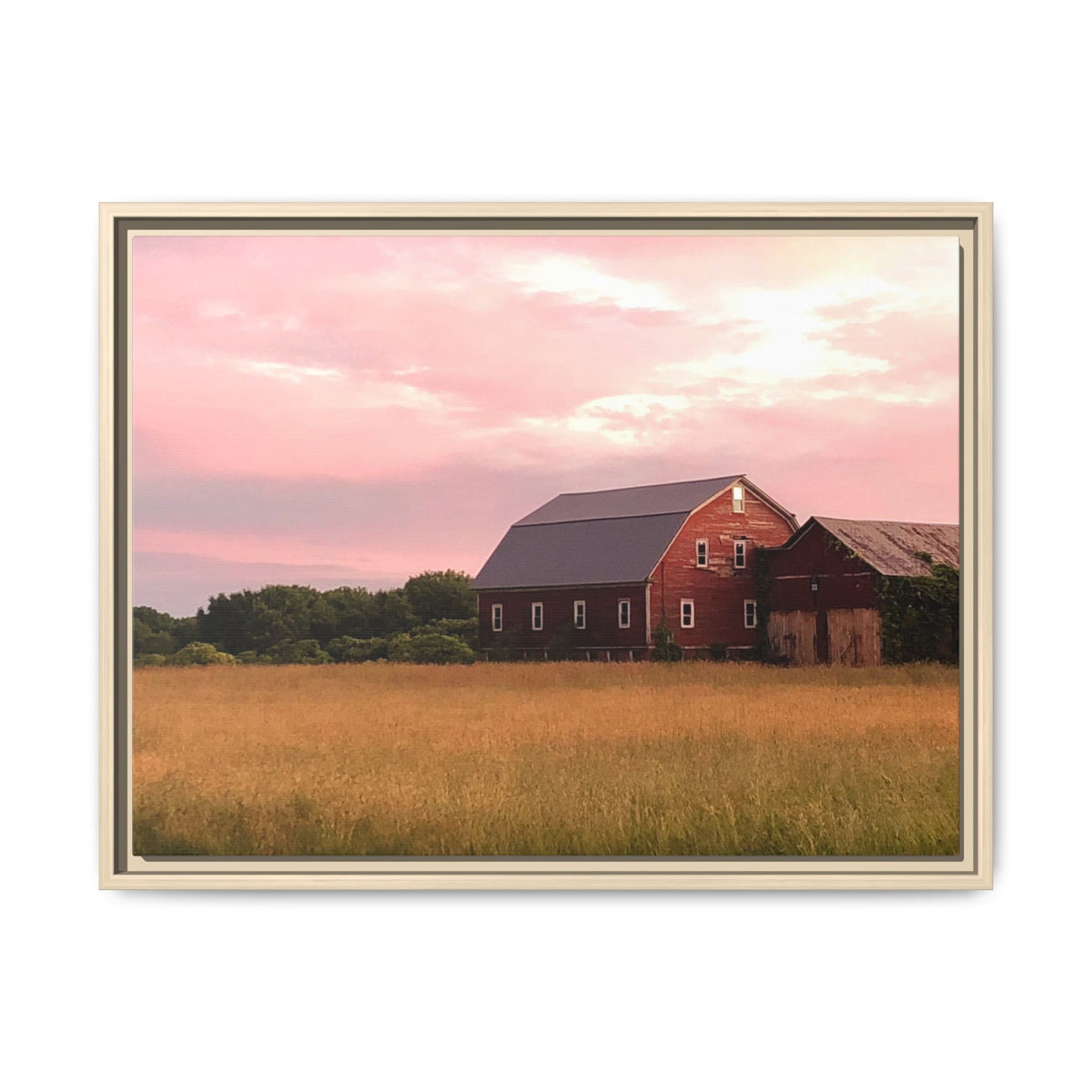 Weathered Barn at Dusk Canvas Framed Print