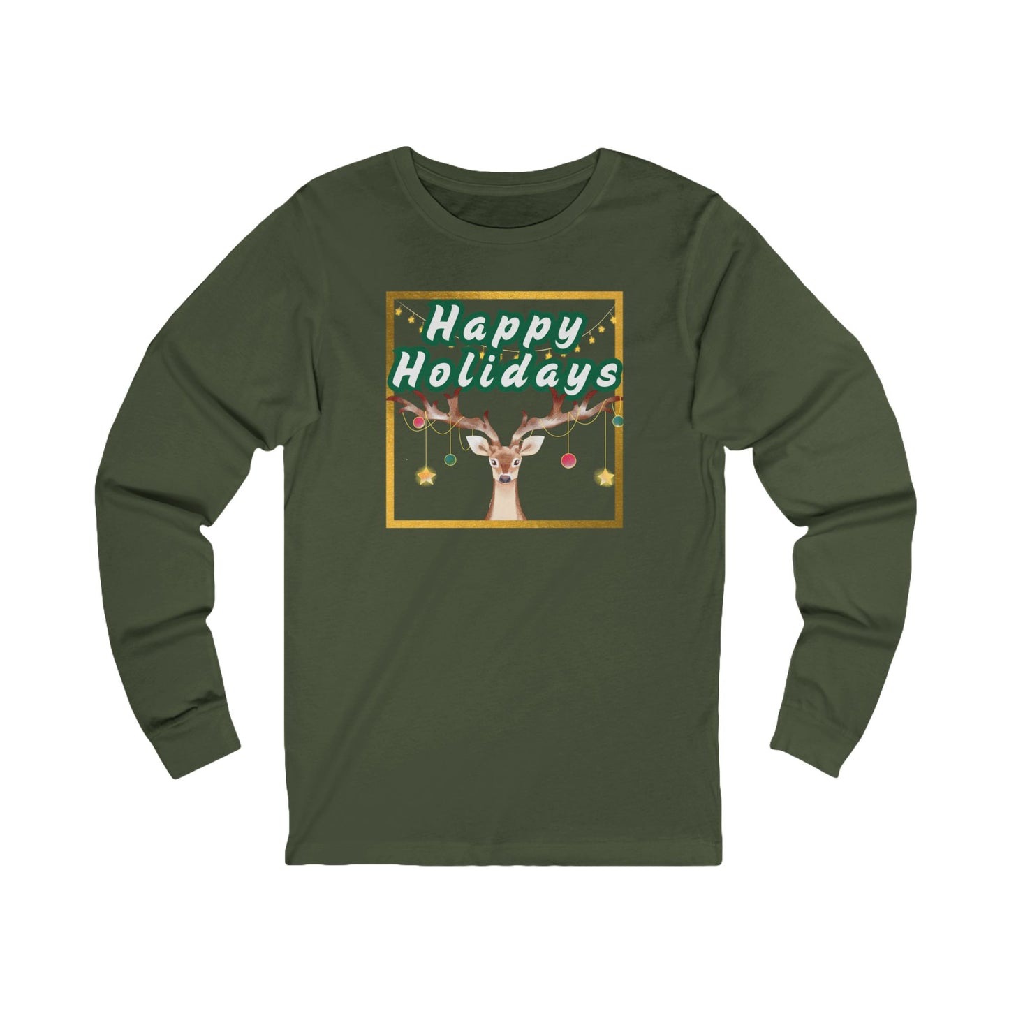 Tee - Long Sleeve (Adult) - Happy Holidays, Deer