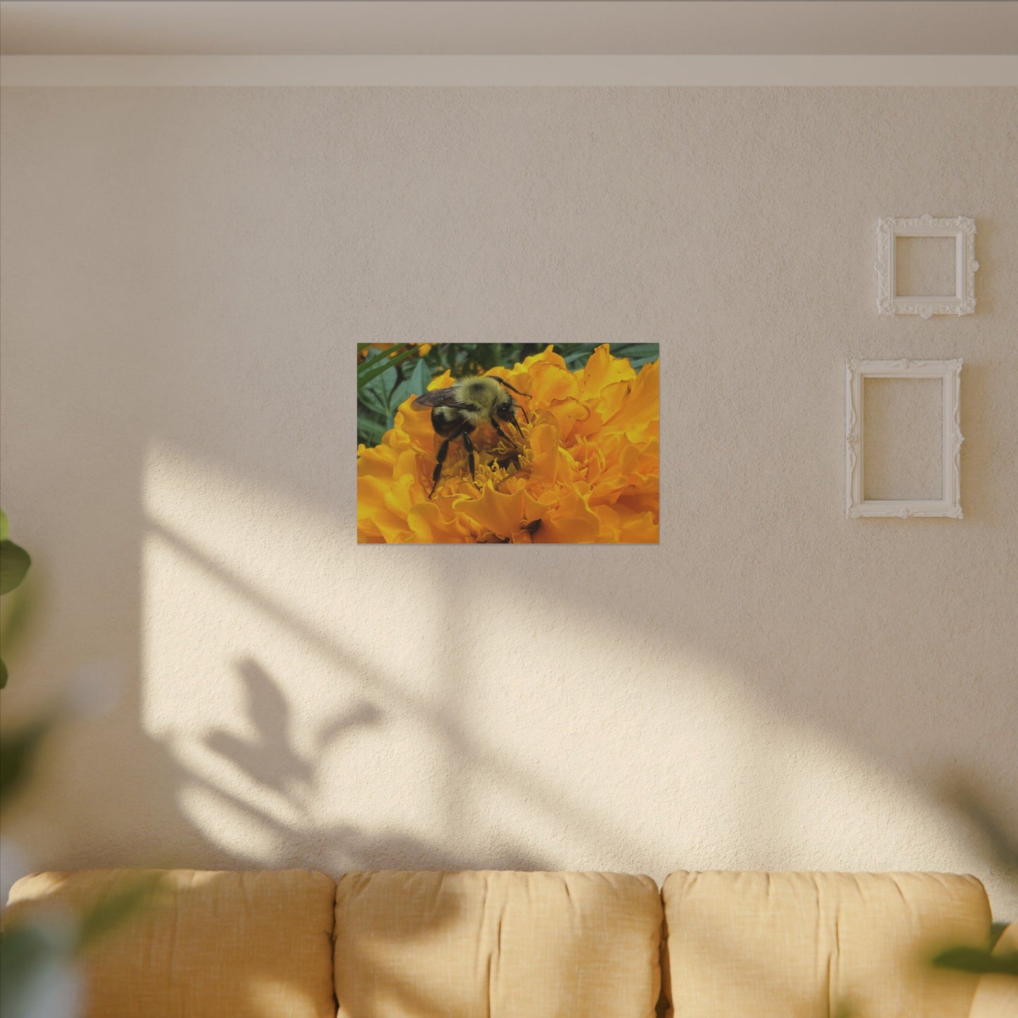Canvas Print - Bee on Marigold MA (original photograph by Kind River Studio)
