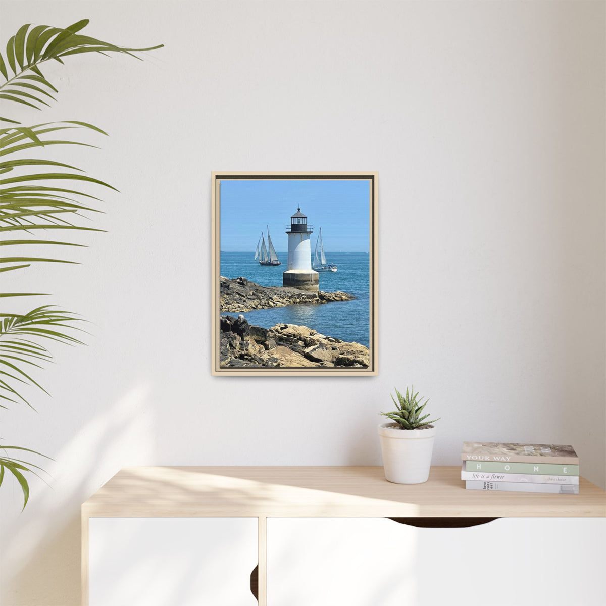 Coastal Lighthouse Canvas Framed Print (original photograph by Kind River Studio)