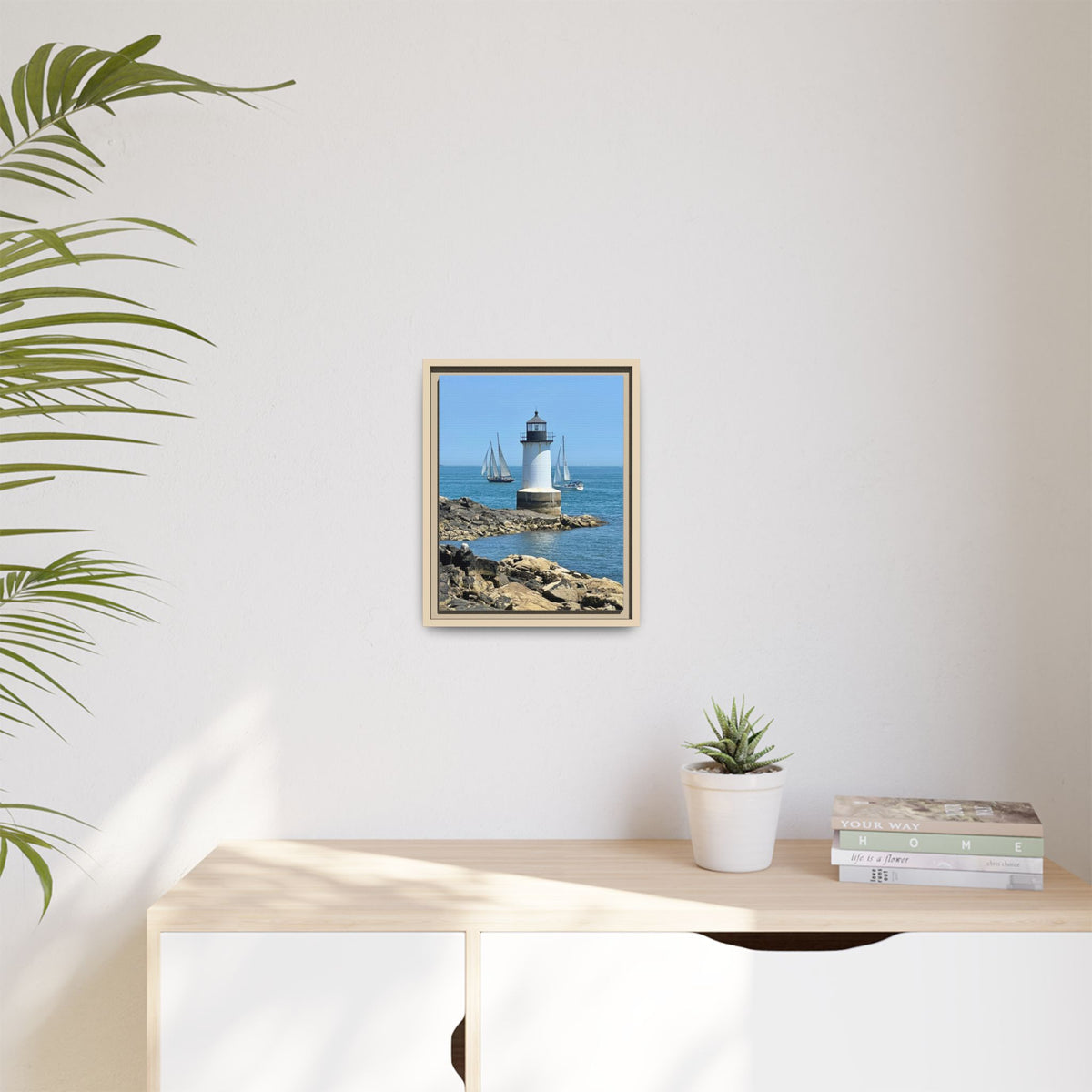 Coastal Lighthouse Canvas Framed Print (original photograph by Kind River Studio)