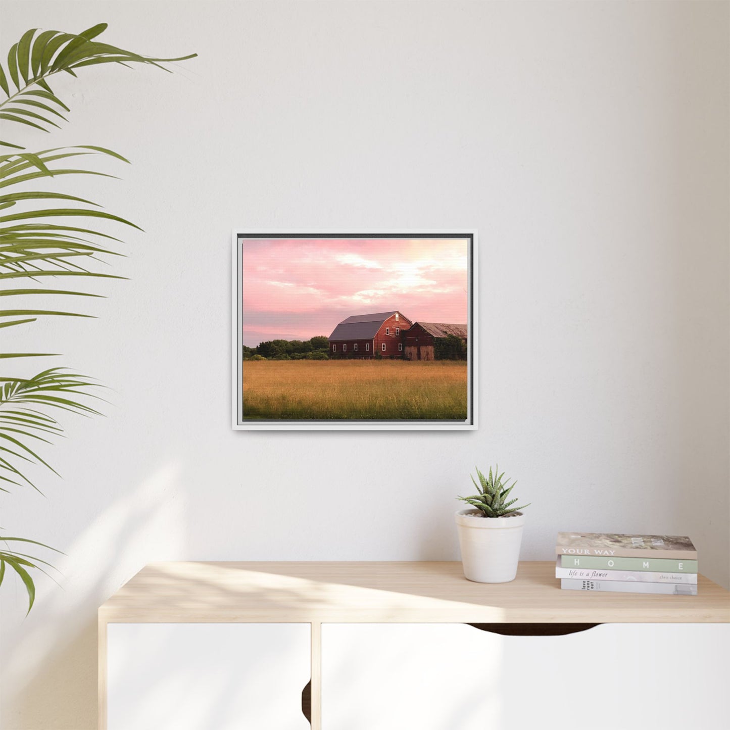 Canvas Print in Frame - Red Barn at Dusk (original photograph by Kind River Studio)