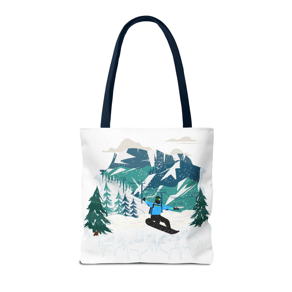 Snowboarder Mountain Tote Bag — Winter Sports Scenic Tote