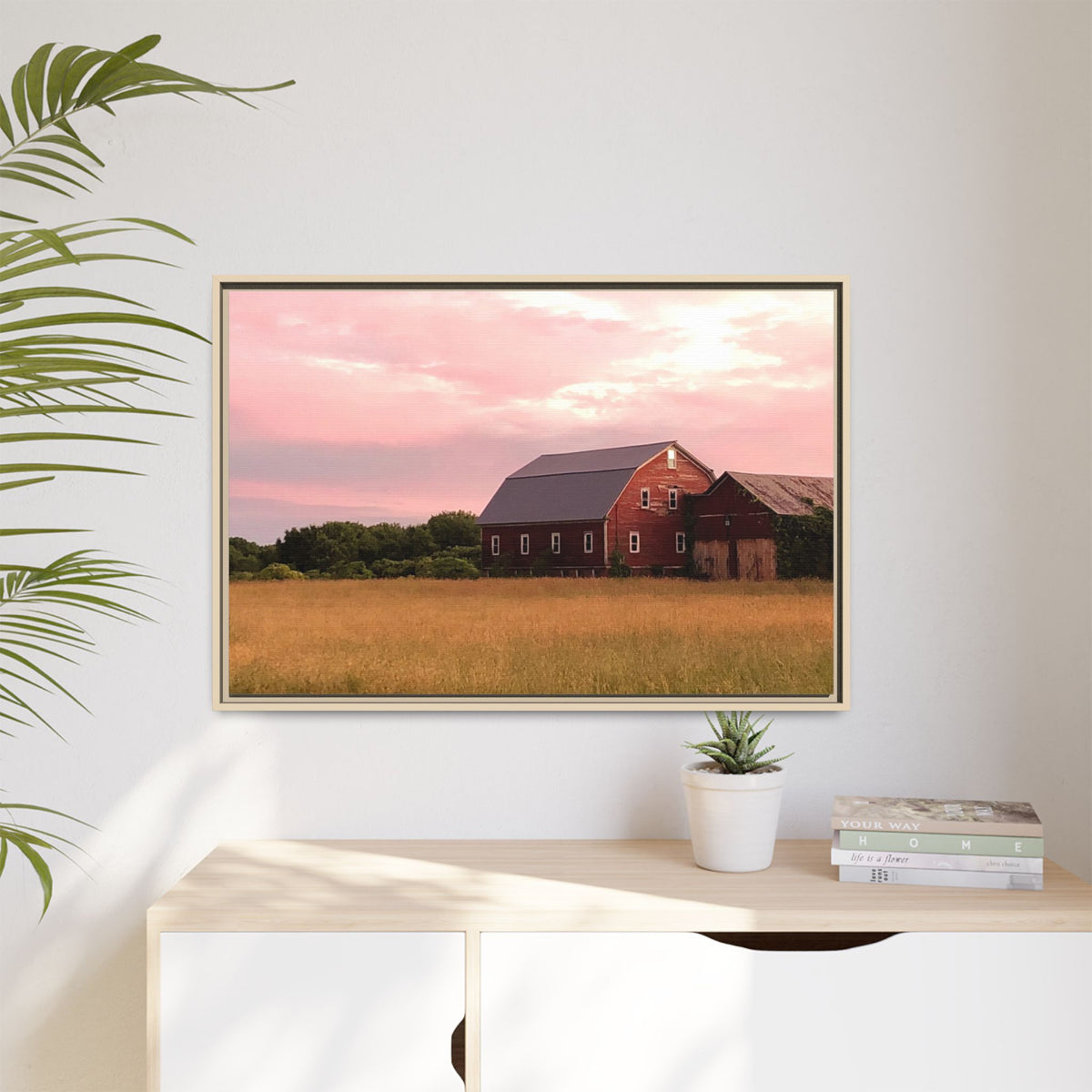 Weathered Barn at Dusk Canvas Framed Print