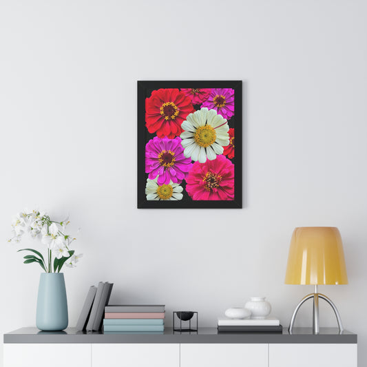 Poster Print in Frame - Zinnias (B/B)