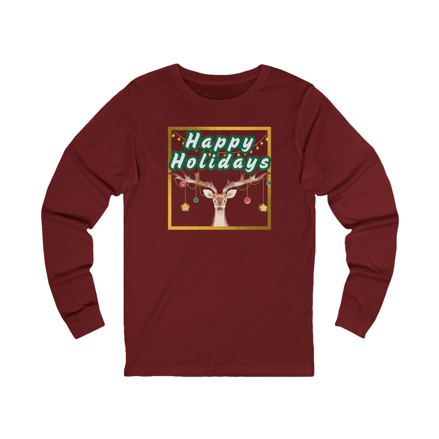 Tee - Long Sleeve (Adult) - Happy Holidays, Deer
