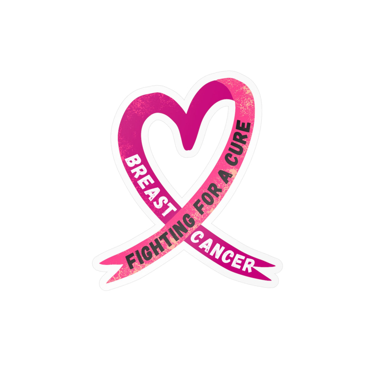 Breast Cancer Awareness Ribbon Kiss-Cut Vinyl Decal – "Fighting for a Cure"