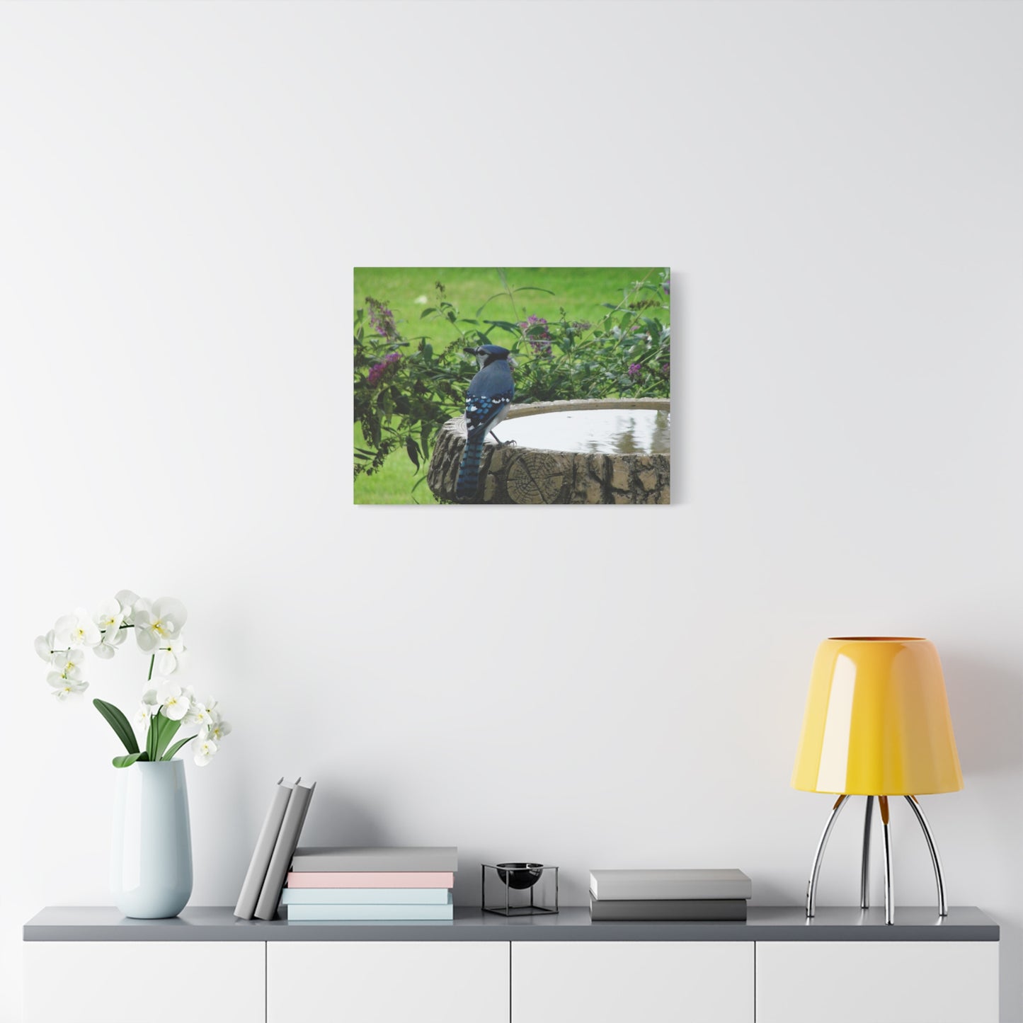 Canvas Print - Blue Jay at Bath (original photograph by Kind River Studio)