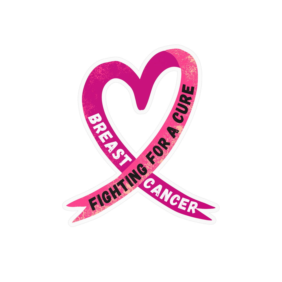 Breast Cancer Awareness Ribbon Kiss-Cut Vinyl Decal – "Fighting for a Cure"