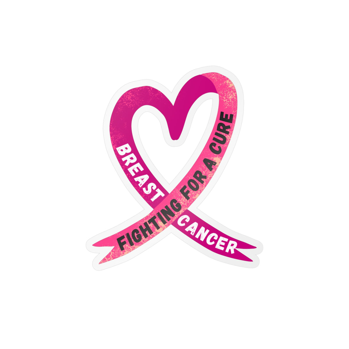 Breast Cancer Awareness Ribbon Kiss-Cut Vinyl Decal – "Fighting for a Cure"