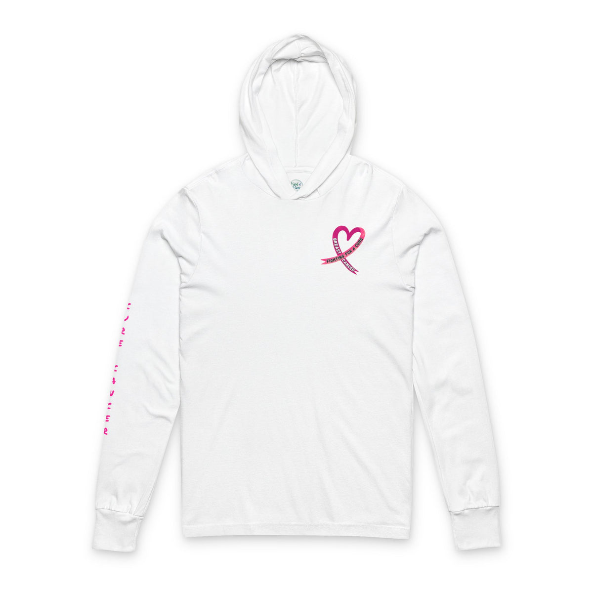 Fighting for a Cure Awareness/Research Hooded Long Sleeve Tee (Adult) — "Funding+Research+Science=Cure"
