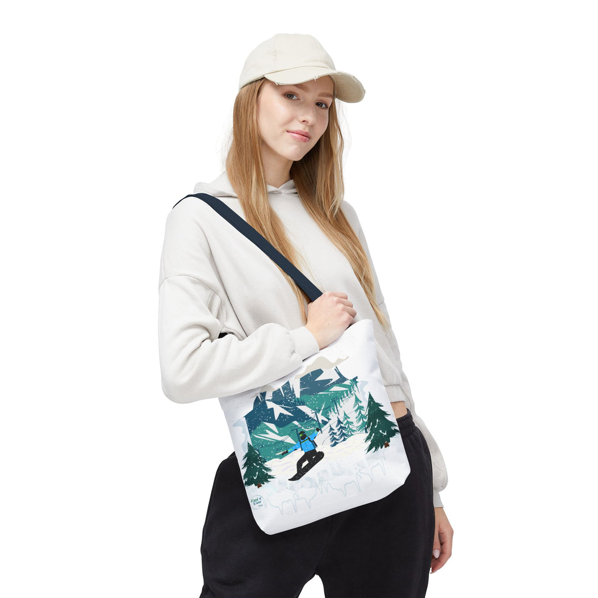 Snowboarder Mountain Tote Bag — Winter Sports Scenic Tote