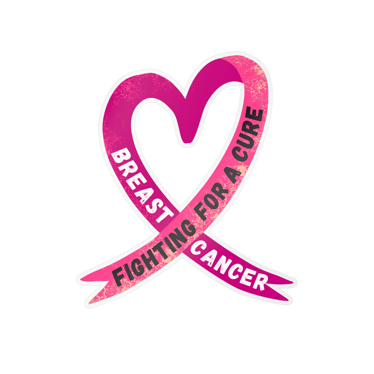 Breast Cancer Awareness Ribbon Kiss-Cut Vinyl Decal – "Fighting for a Cure"