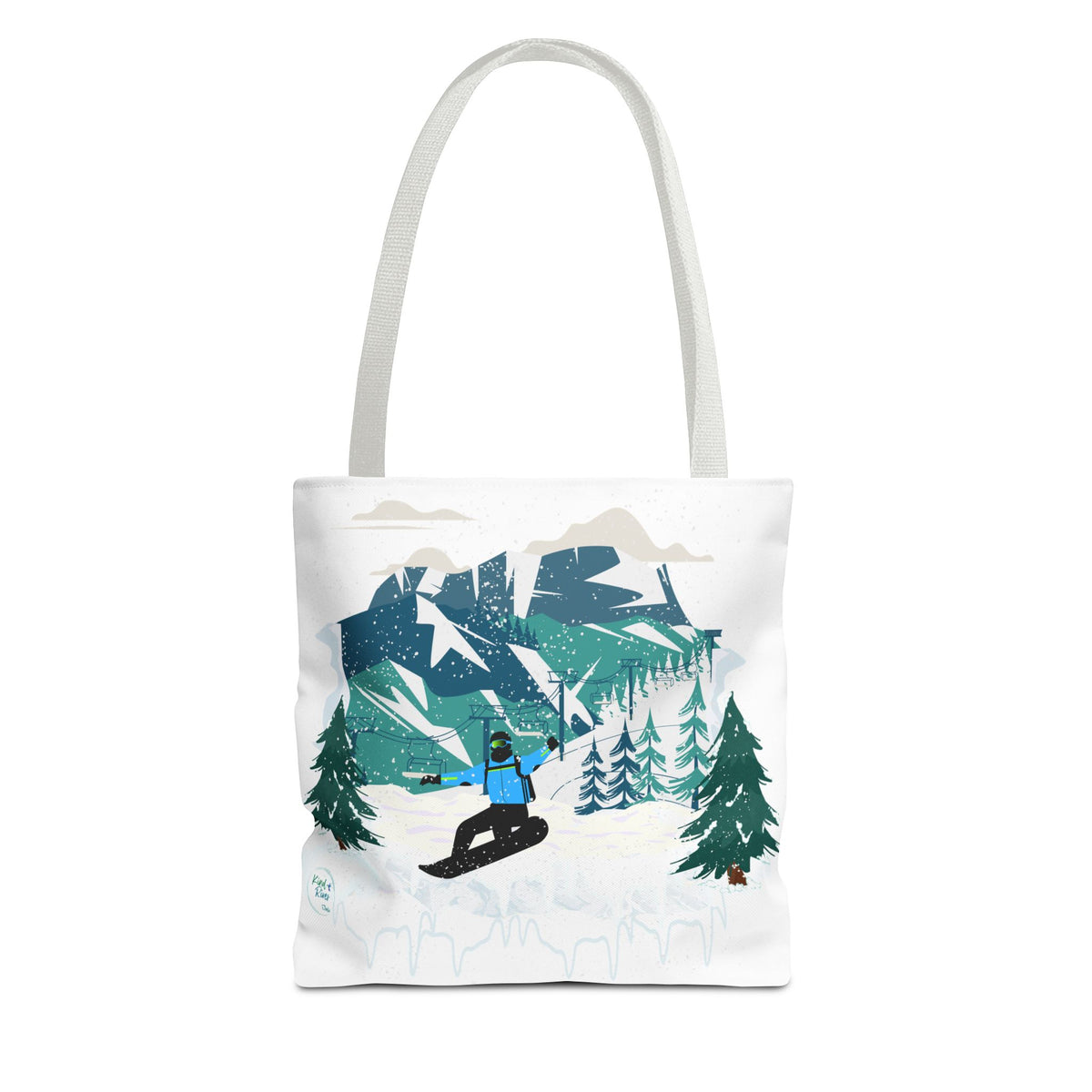 Snowboarder Mountain Tote Bag — Winter Sports Scenic Tote
