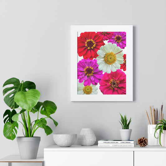 Poster Print in Frame - Zinnias (W/W)