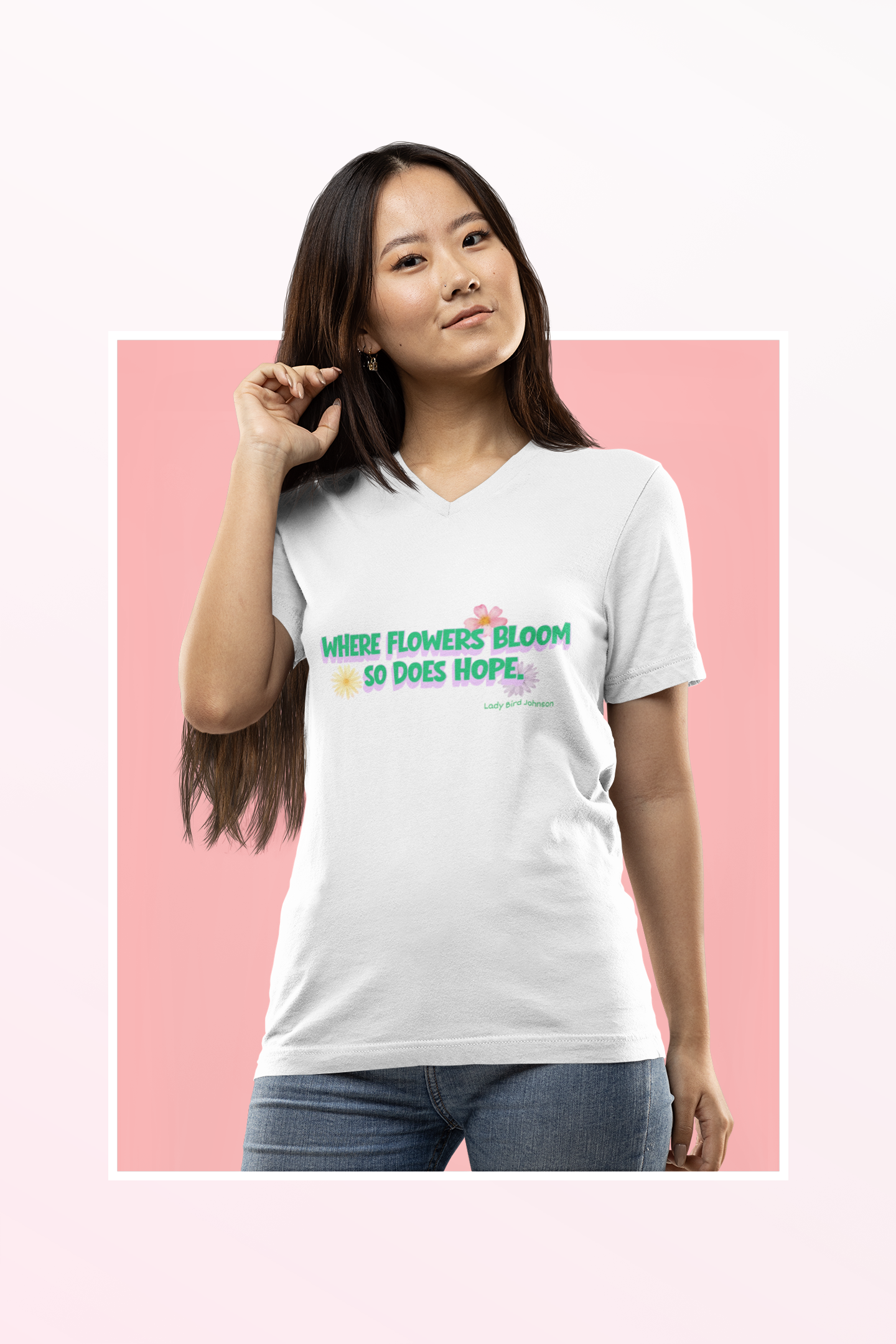 Where Flowers Bloom V-Neck Tee (Adult)